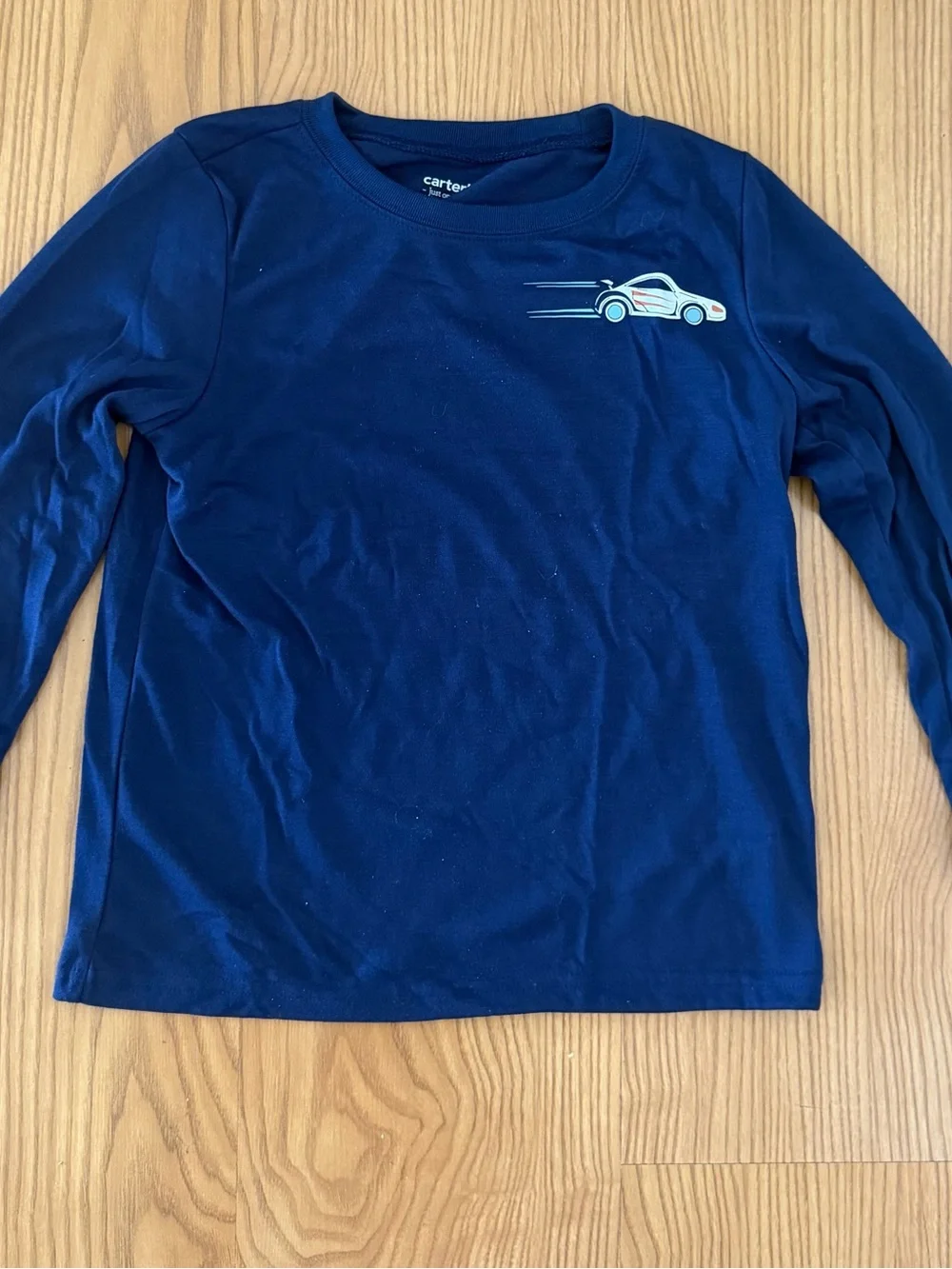 Carter's Navy Long-Sleeve Tee with Racing Car Graphic